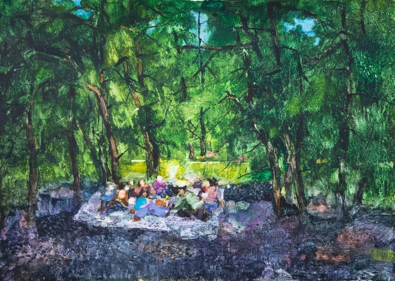 王陈香 《清风松影》 55×75cm 水彩画.jpg