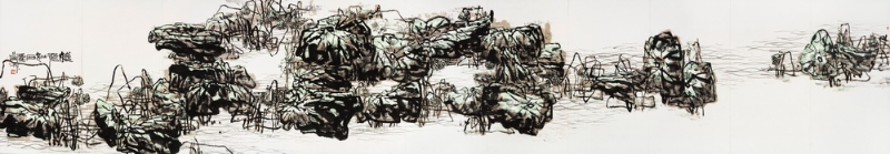 潘公凯 《残荷如石图》 180×970cm 中国画 2016.jpg